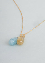 Drop 10K Gold Pendant w. Golden Rutile Quartz