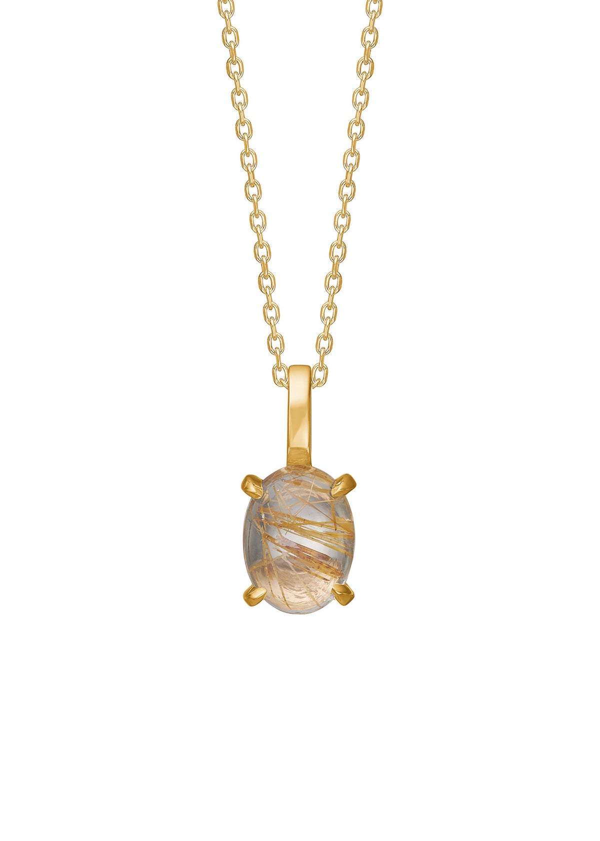 Camren 10K Gold Pendant w. Golden Rutile Quartz
