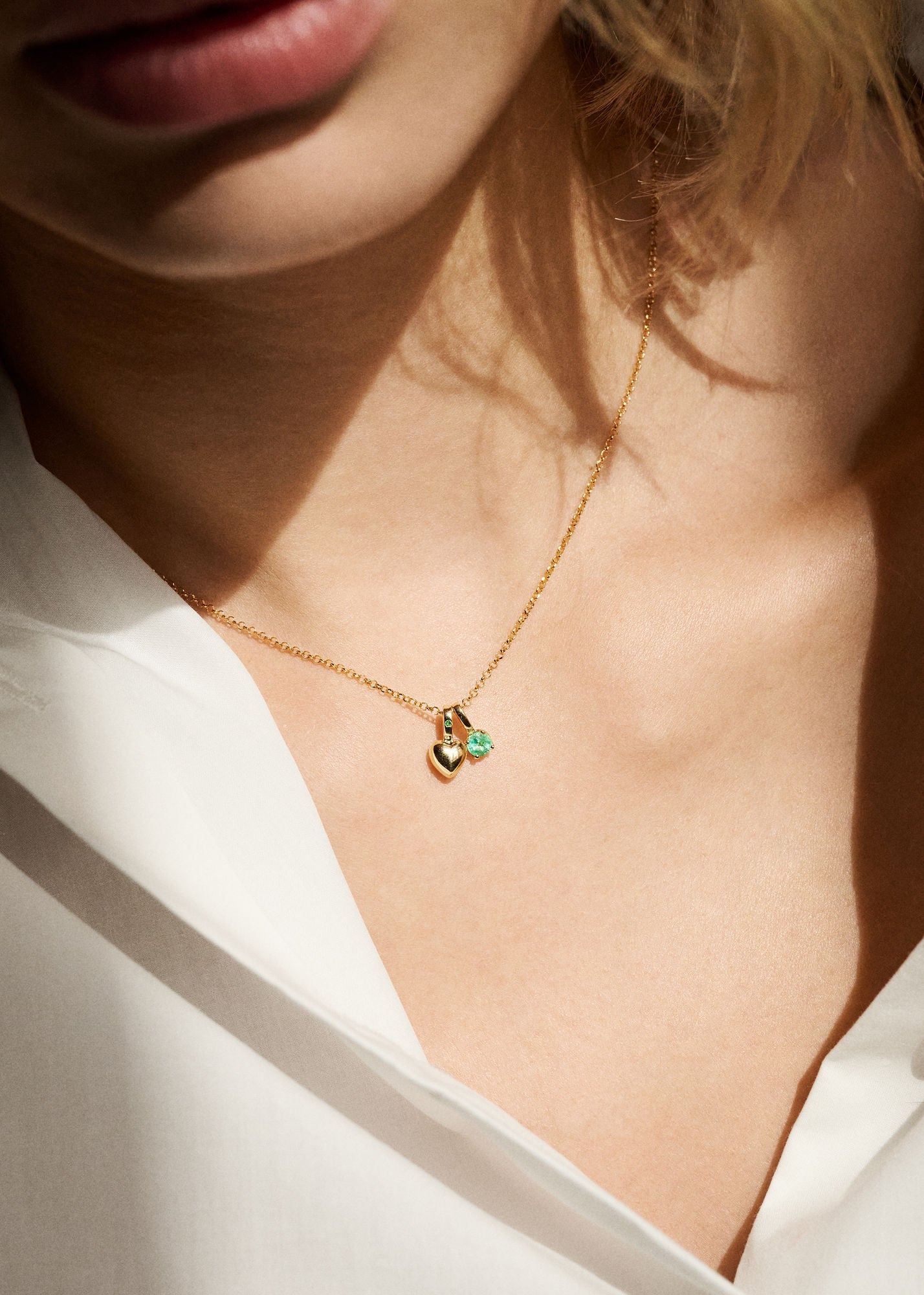 Heart 10K Gold Pendant w. Emerald 6mm