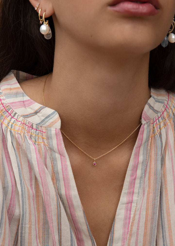 Love 10K Gold Pendant w. Pink Tourmaline