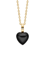 Heart 10K Gold Pendant w. Black Agate & Diamond
