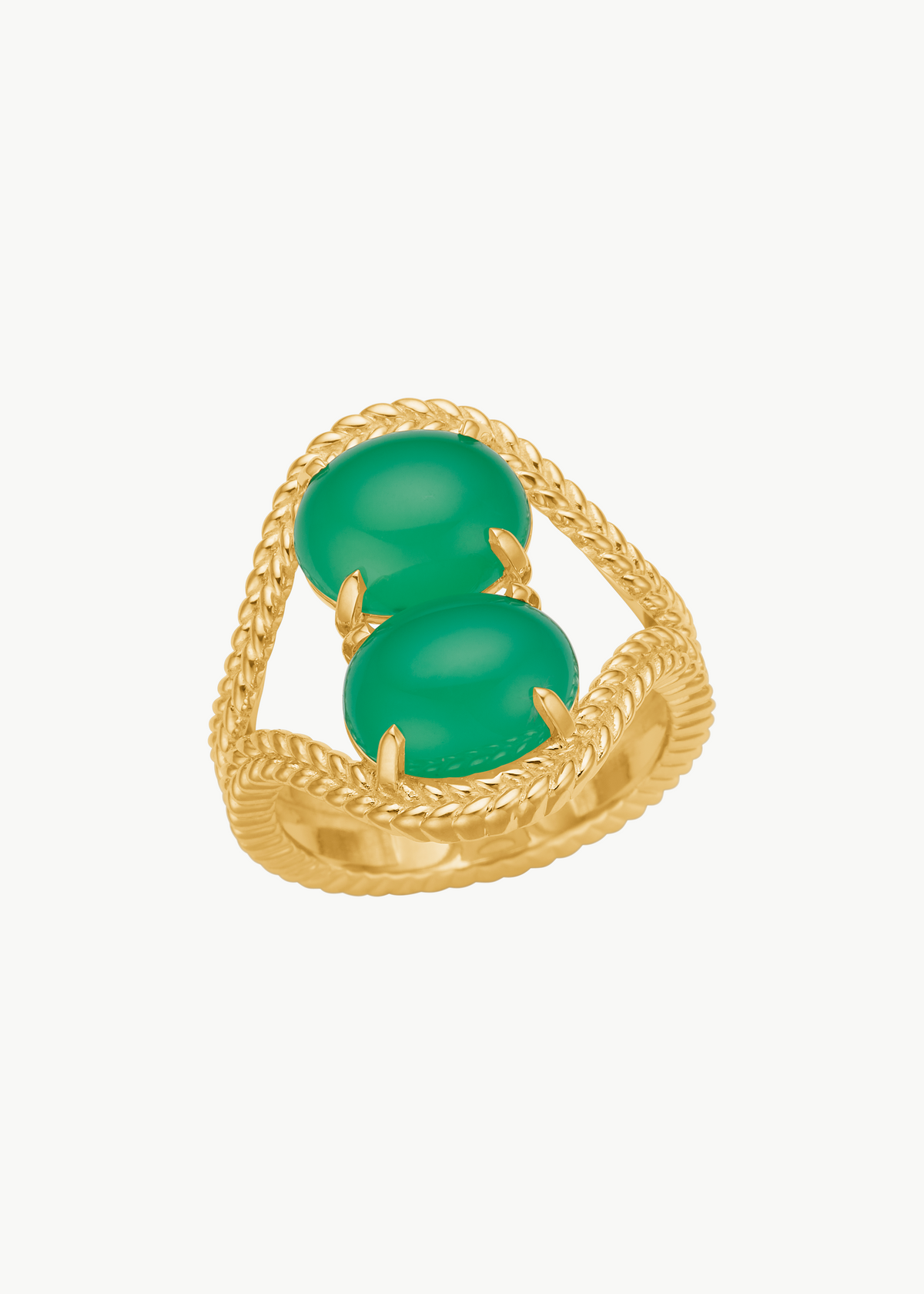 Double Bubble 10K Gold Ring w. Chrysoprases