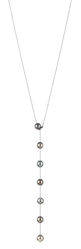 Transformable 18K Whitegold Necklace w. 7 Tahiti Pearls