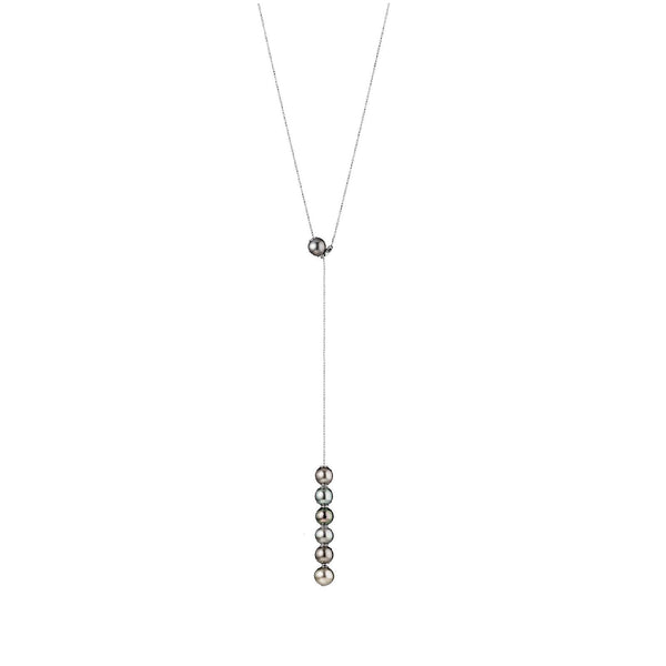 Transformable 18K Whitegold Necklace w. 7 Tahiti Pearls