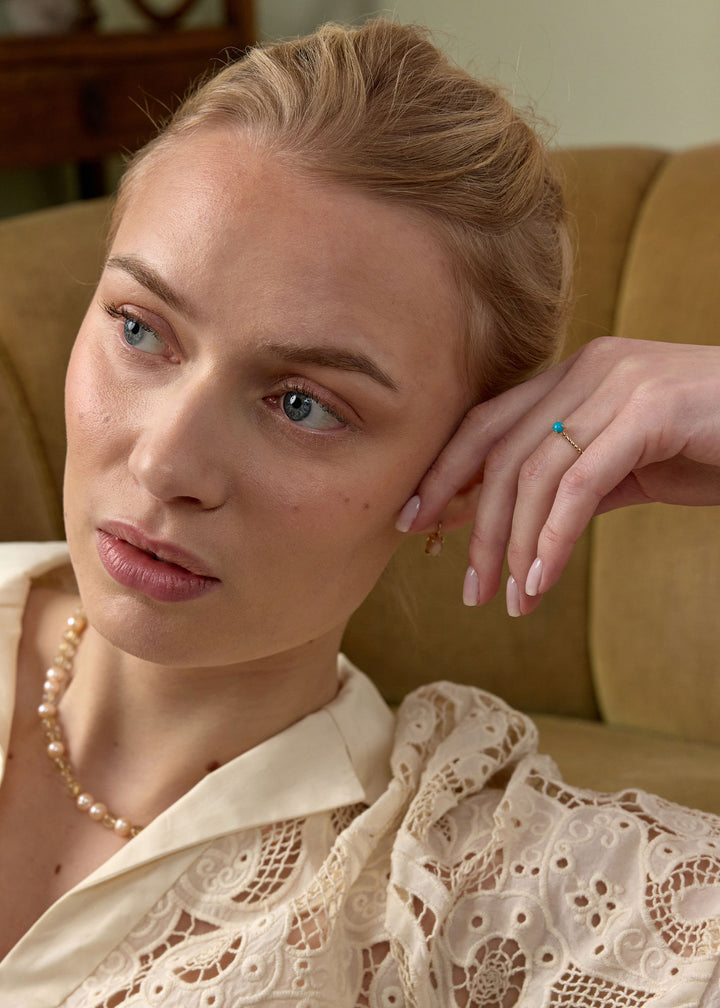 Mini Bubble 10K Gold Ring w. Turquoise