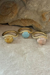 Bubble 10K Gold Ring w. Aquamarine