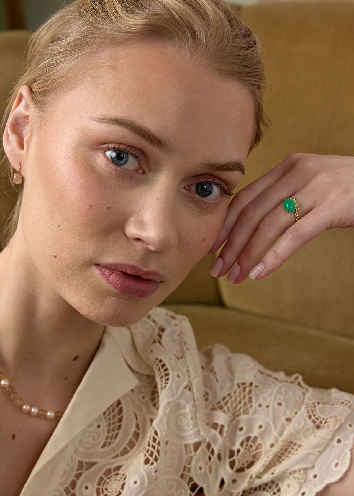 Bubble 10K Gold Ring w. Chrysoprase