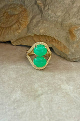 Double Bubble 10K Guld Ring m. Krysopraser