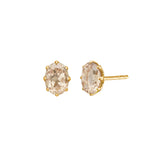 Stella 10K Gold Studs w. Champagne Quartz