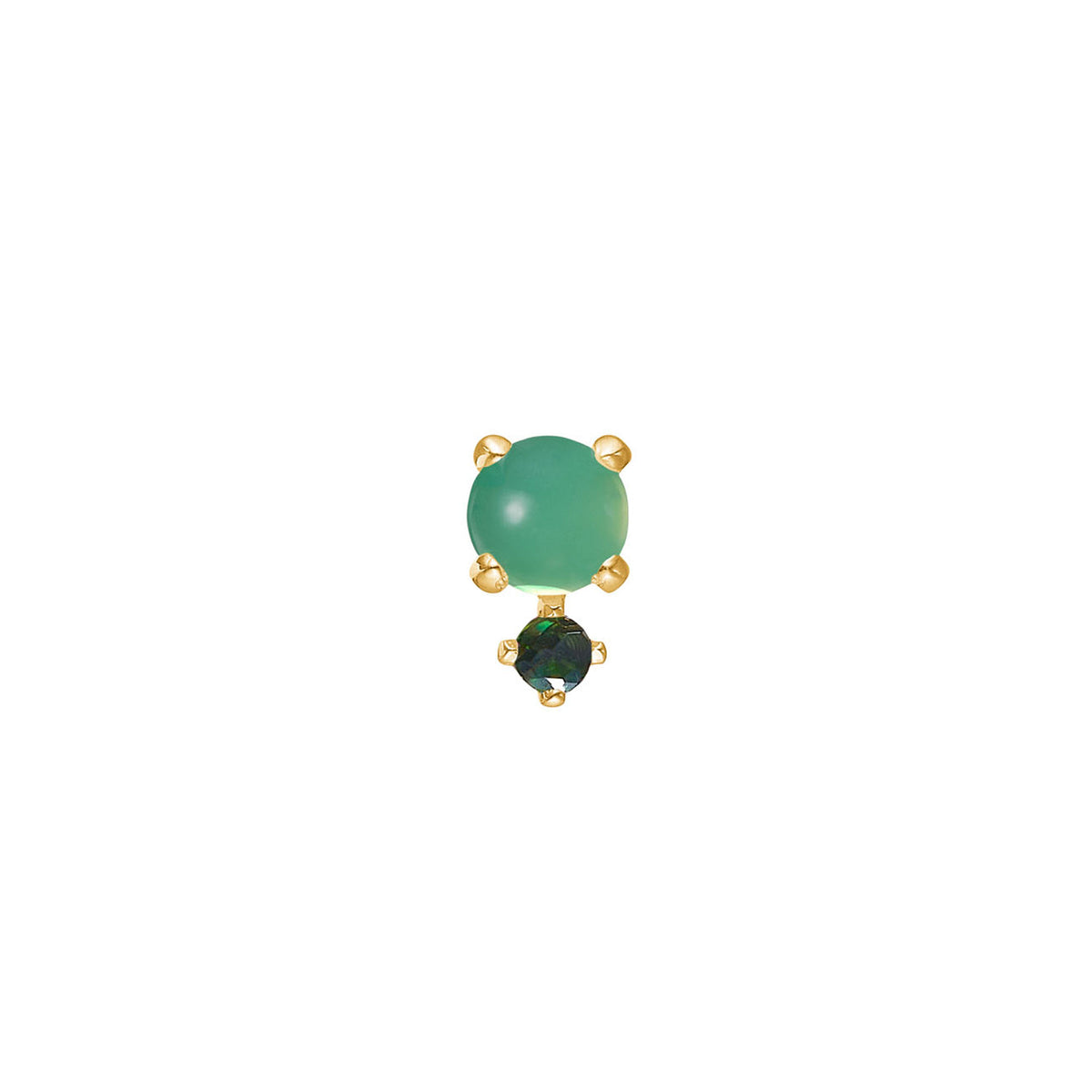 Bon Bon 10K Gold Stud w. Chrysoprase & Tourmaline