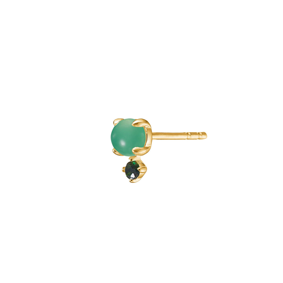 Bon Bon 10K Gold Stud w. Chrysoprase & Tourmaline