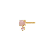 Bon Bon 10K Gold Stud w. Pink Opal & Tourmaline