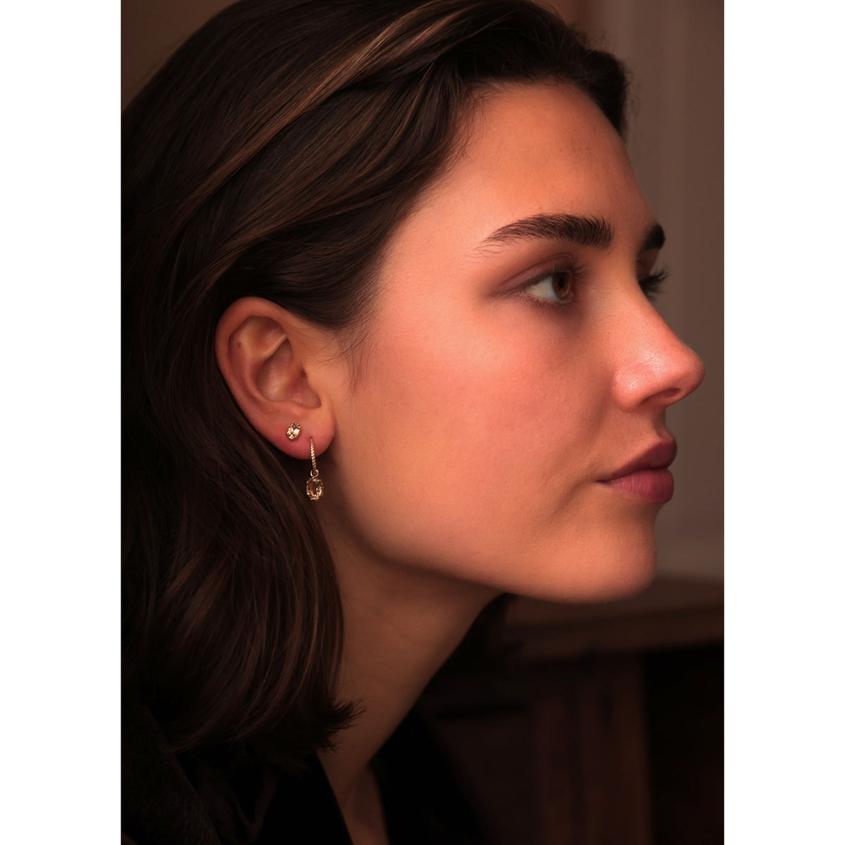 Stella 10K Guld Studs m. Champagne Kvarts