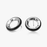 A. Sun Halo Silber Studs w. Jet Black Emaille