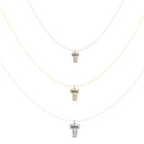 Alphabet 18K Gold, Rosegold or Whitegold Inital T Pendant w. Solitaire Lab-Grown Diamond