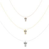 Alphabet 18K Gold, Rosegold or Whitegold Inital T Pendant w. Solitaire Lab-Grown Diamond