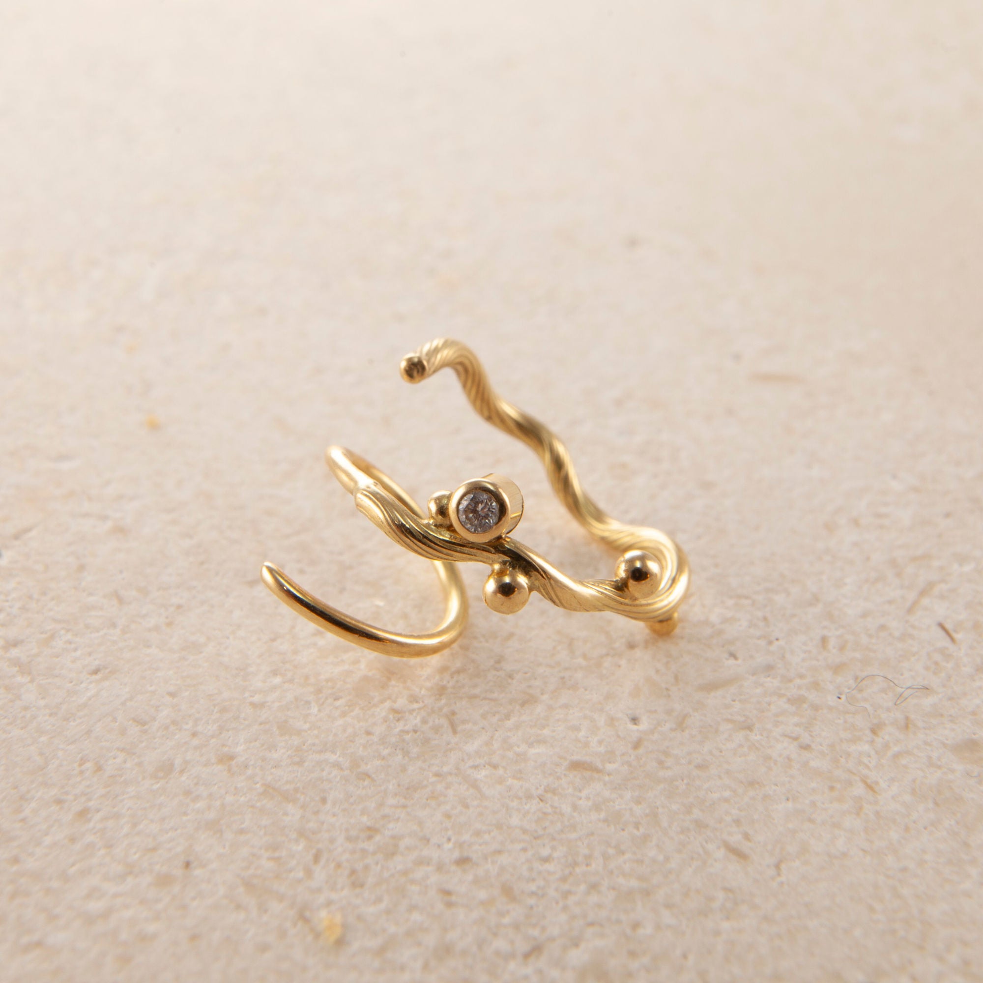 Tallulah 18K & 22K Gold Small Hoops w. Diamonds
