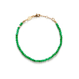 Tan Line Gold Platted Armband W. Grüne Jade