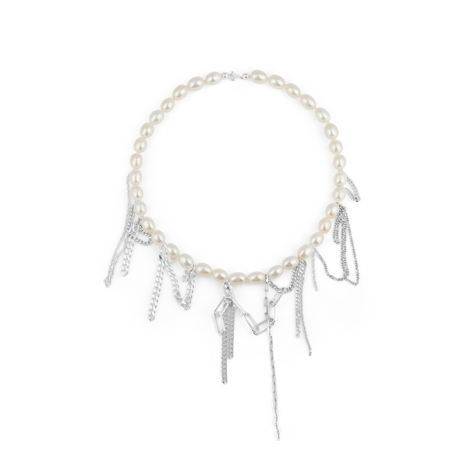 Tangled Pearl Silver Necklace