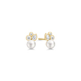 Tasha Gold Plated Studs w. Freshwater Pearl & Cubic Zirconia
