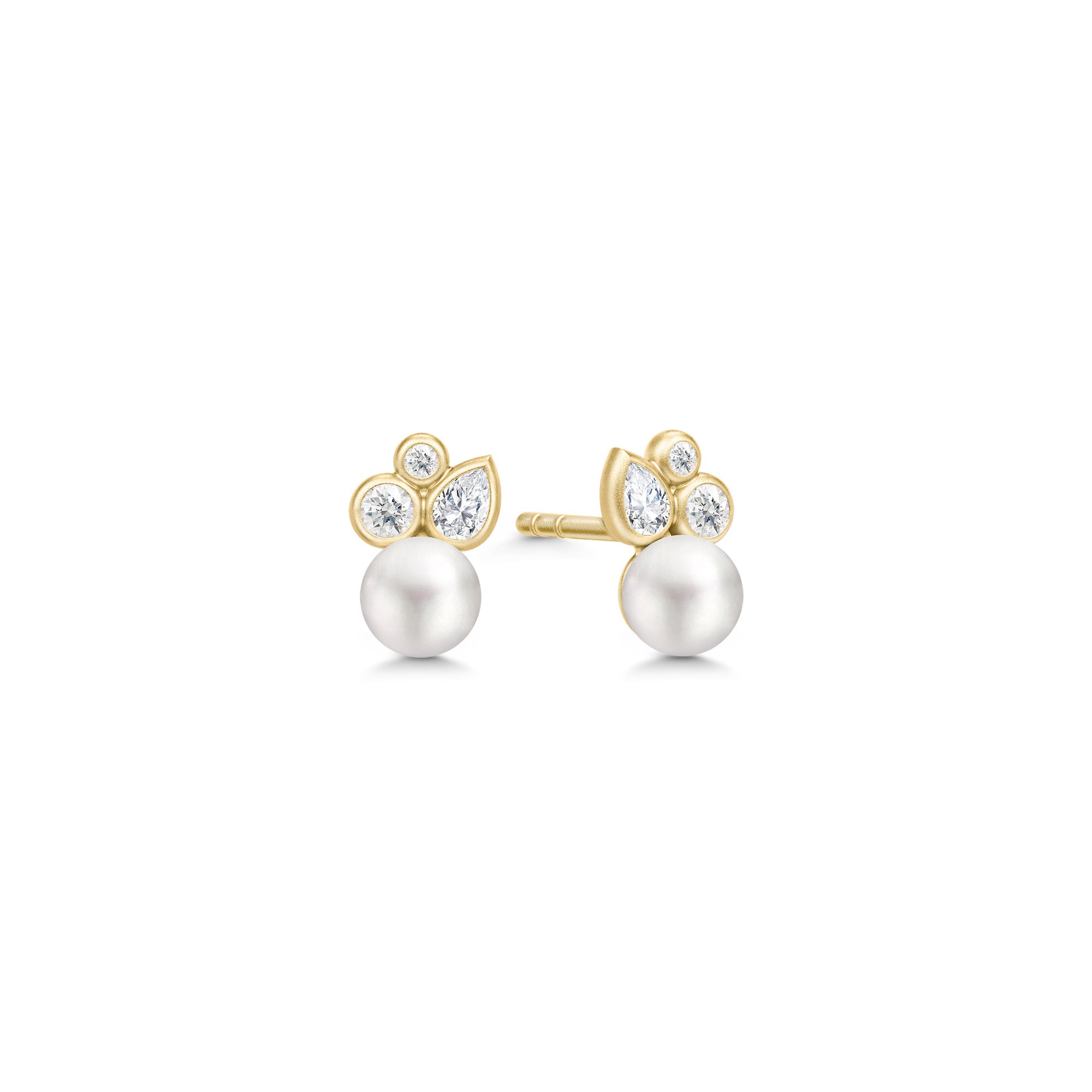 Tasha Gold Plated Studs w. Freshwater Pearl & Cubic Zirconia