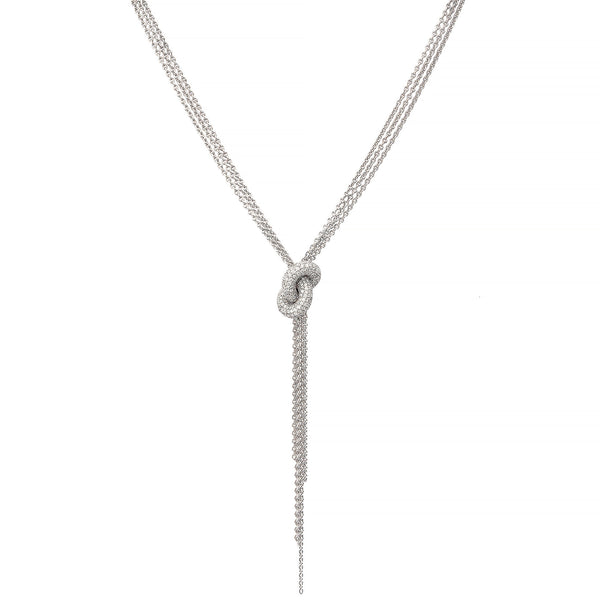 The Legacy Knot 18K Whitegold Necklace w. Diamonds