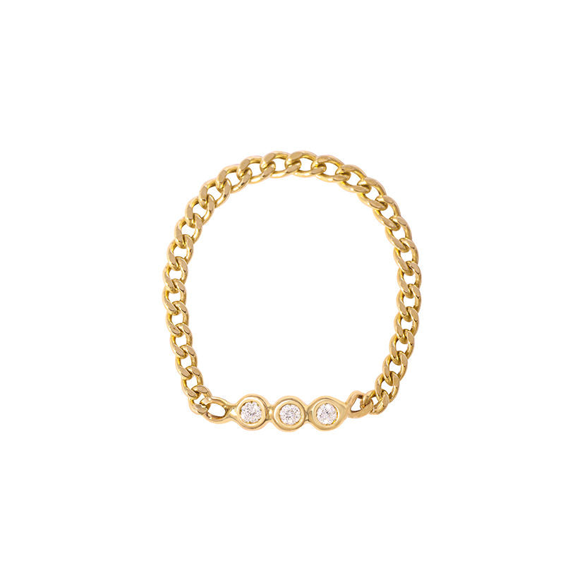 Three Chain Reactions 18K Gold Ring w. Diamonds