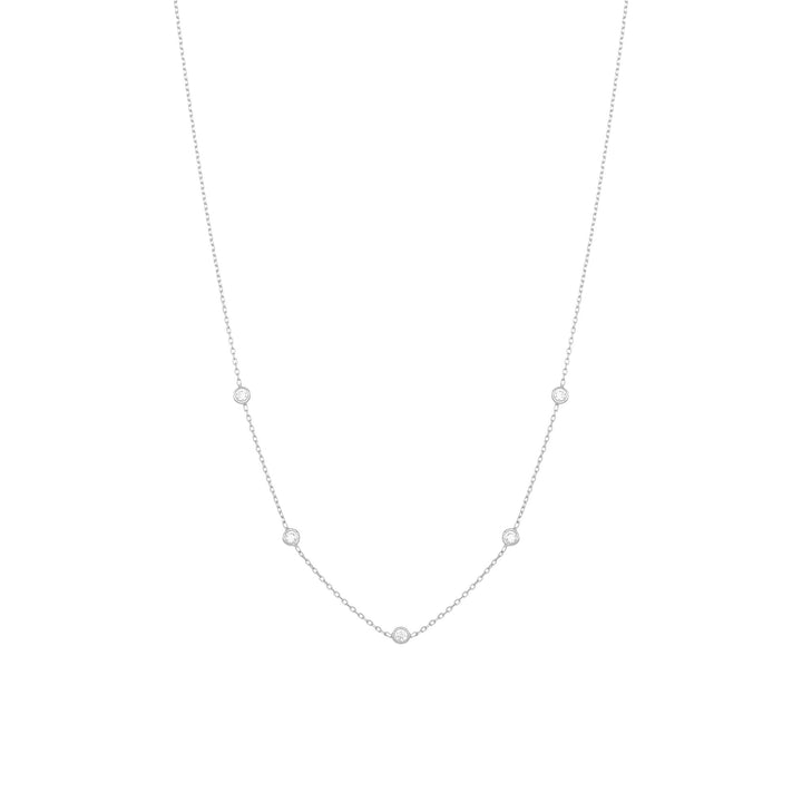 Tiny 18K White Gold Necklace w. Diamonds