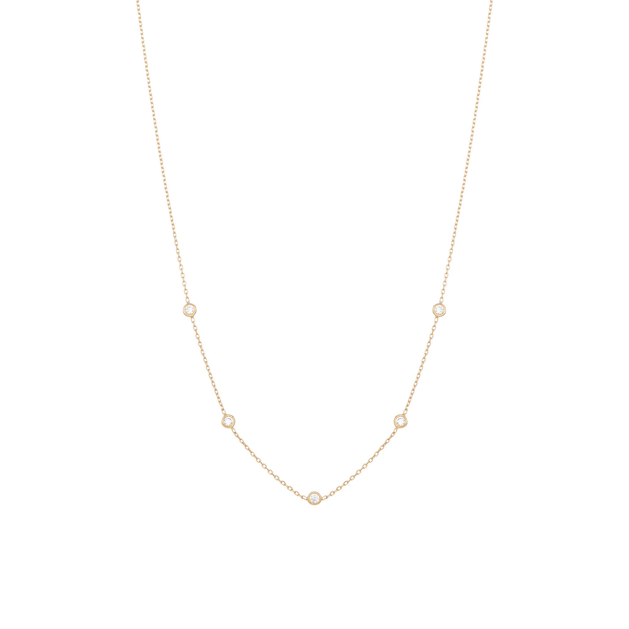 Tiny 18K Gold Necklace w. Diamonds