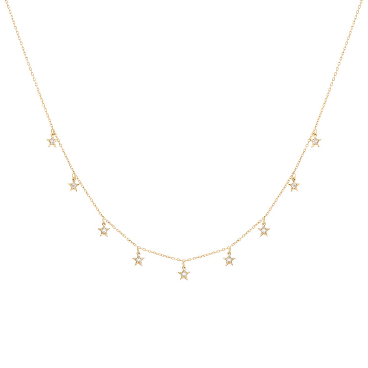 Tiny Star 18K Gold Necklace w. Diamonds
