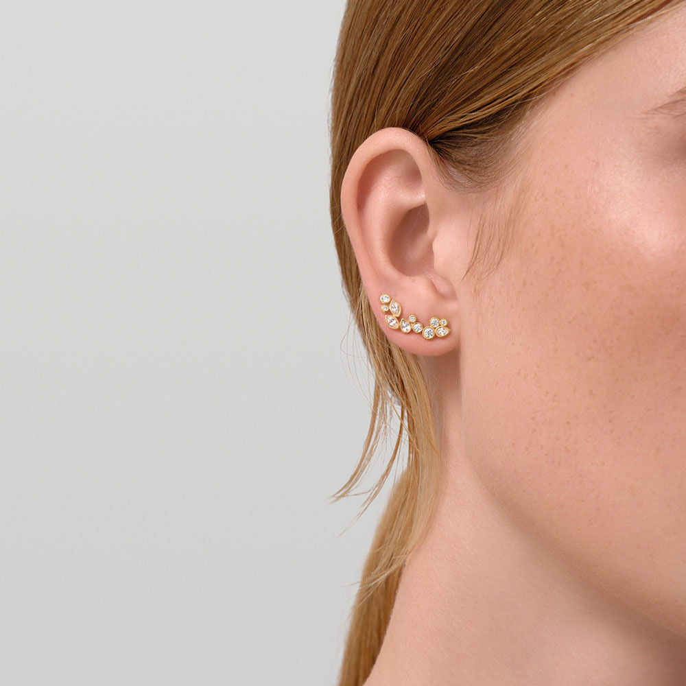 Treasure Gold Plated Earrings w. Clear Zirconia