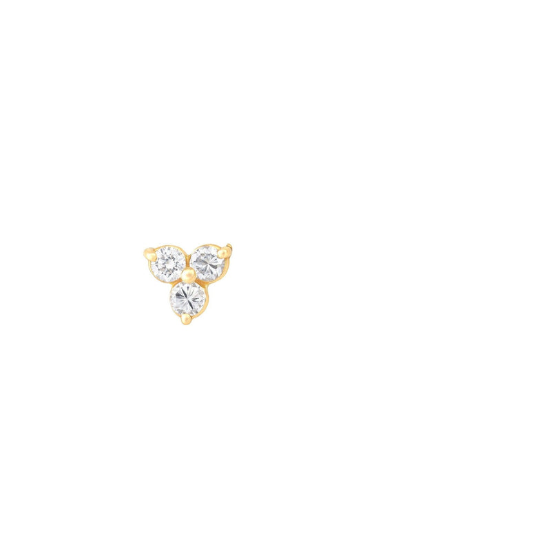 Alexa Fine Jewelry | Triangle Diamond 18K Gold Stud w. Diamond