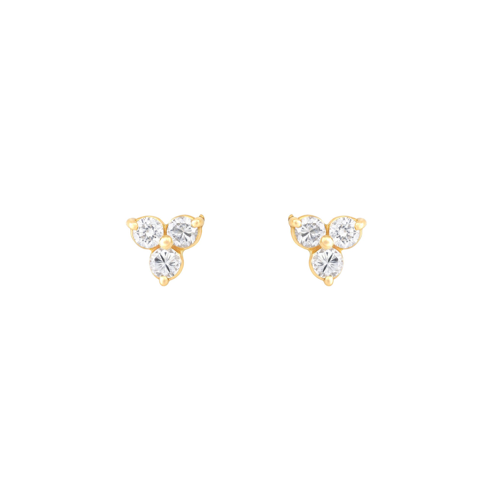 Triangle Diamond 18K Gold Stud w. Diamond