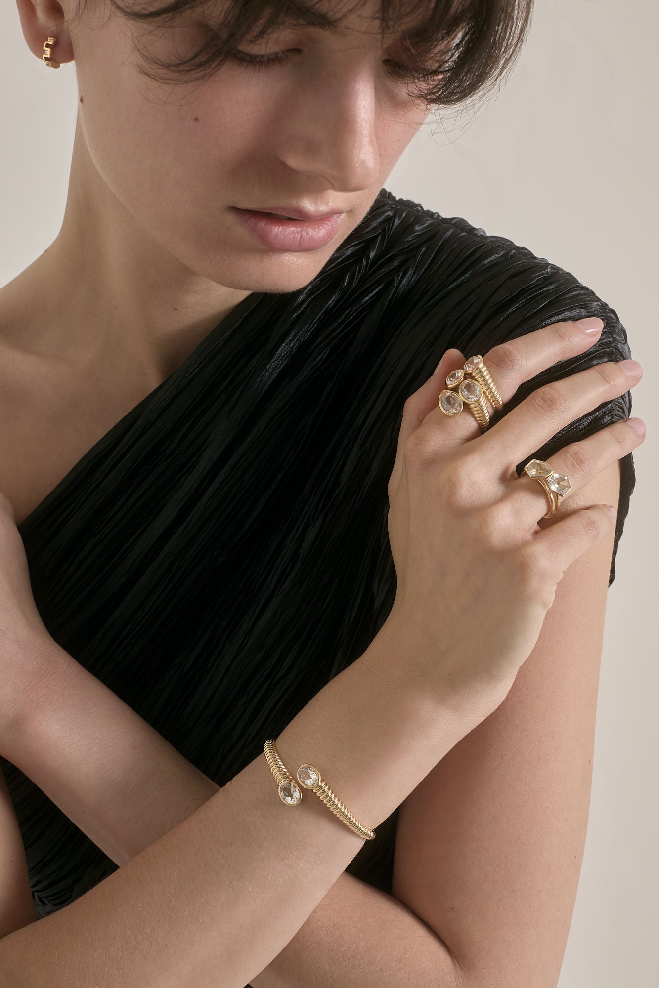 Twisted Sister 14K Gold Bracelet w. Topazes