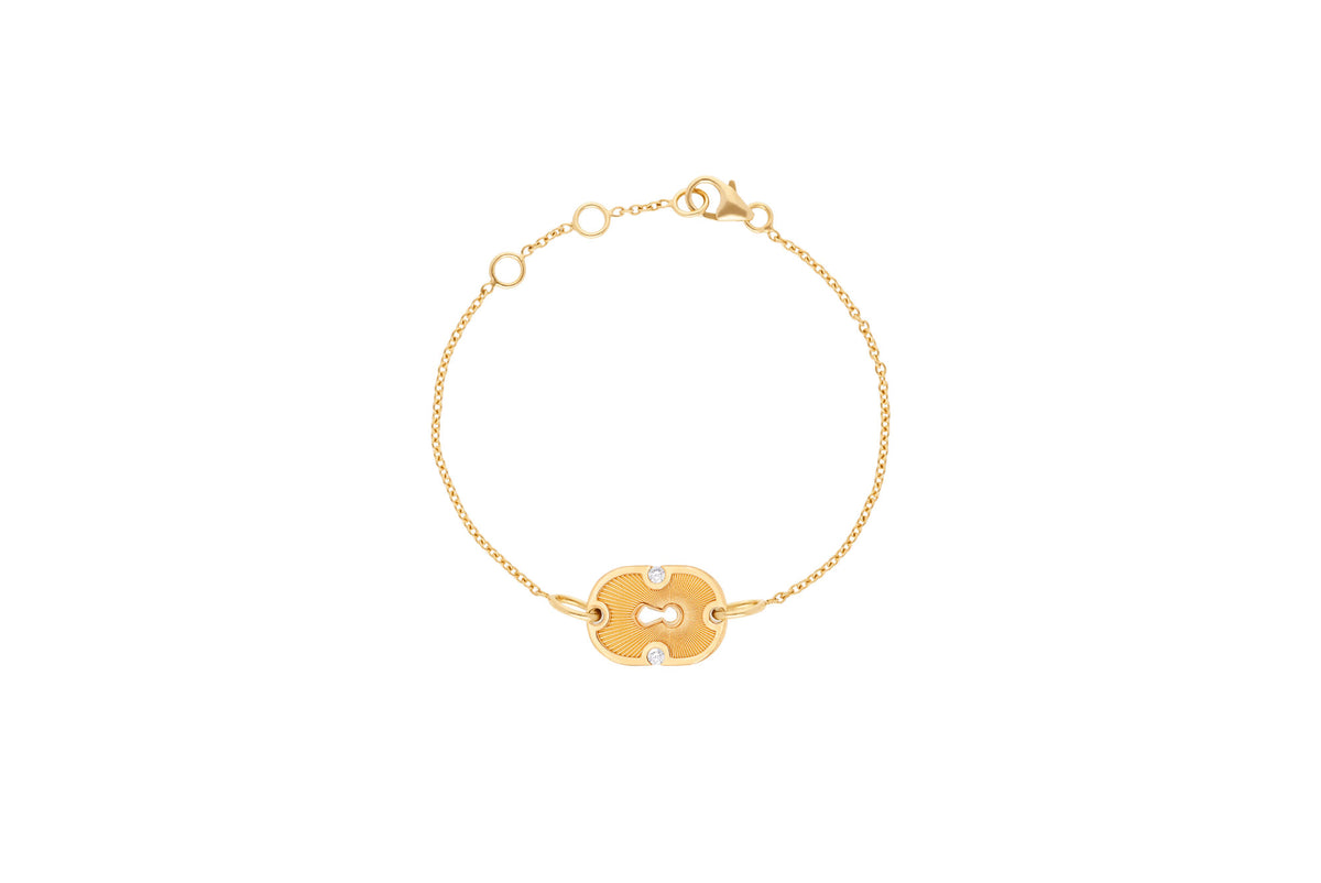 Unlock Guld 18K Guld & Keramisk Armbånd m. Diamanter