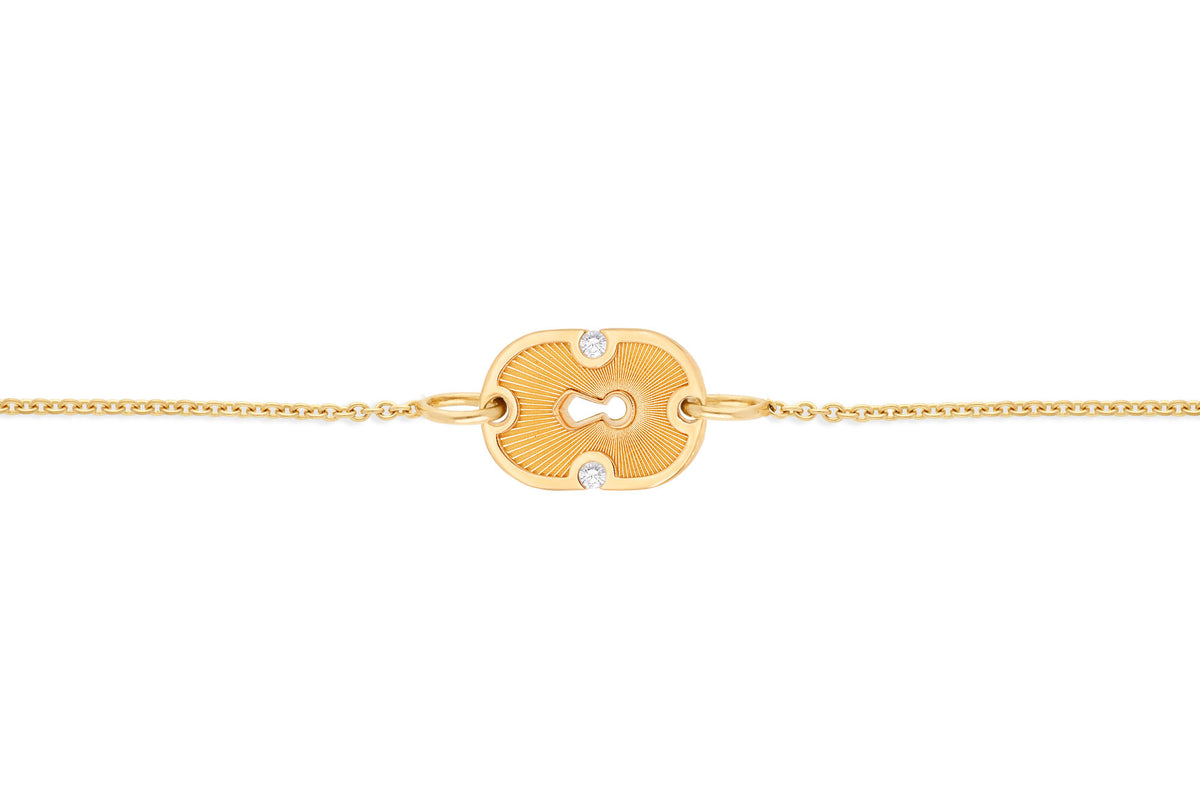 Unlock Guld 18K Guld & Keramisk Armbånd m. Diamanter