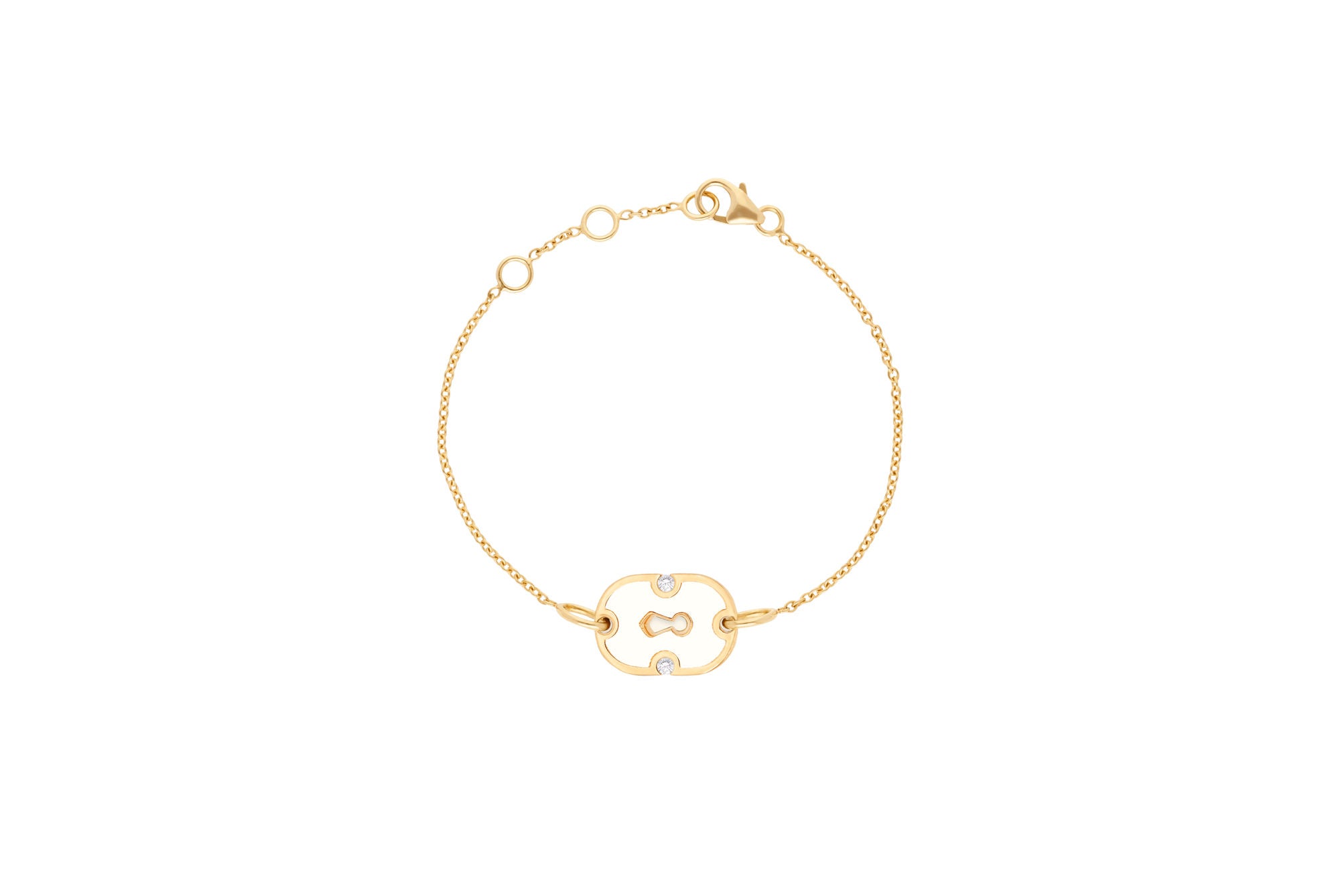 Unlock Hvid 18K Guld & Keramisk Armbånd m. Diamanter