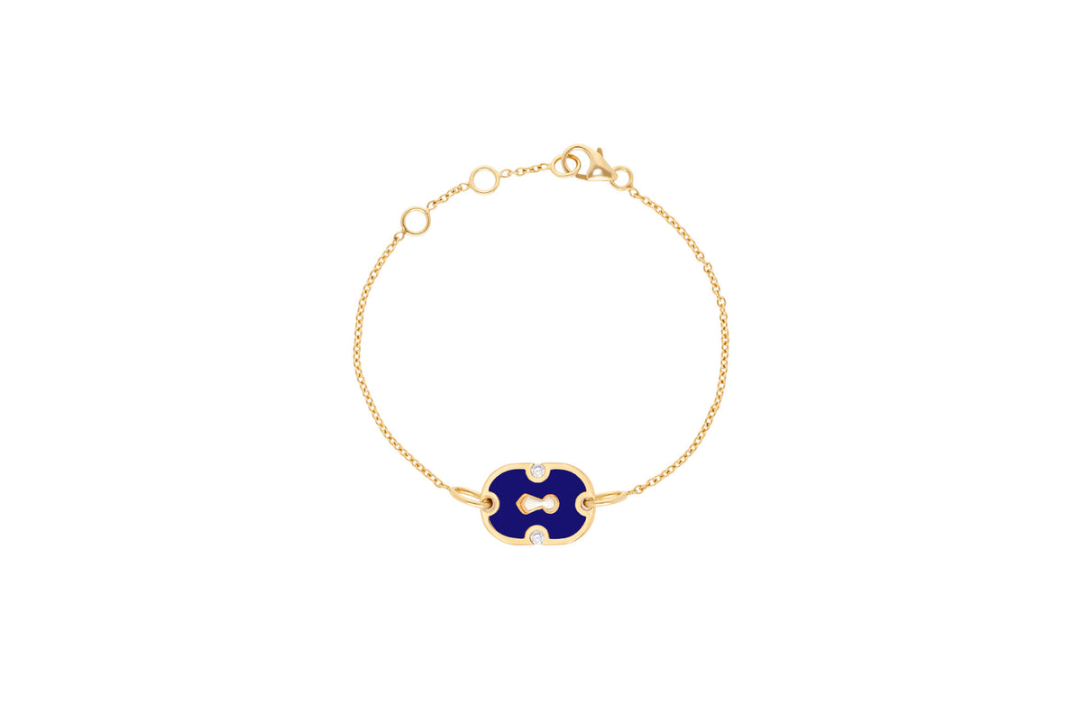 Unlock Arizona Blå 18K Guld & Keramisk Armbånd m. Diamanter