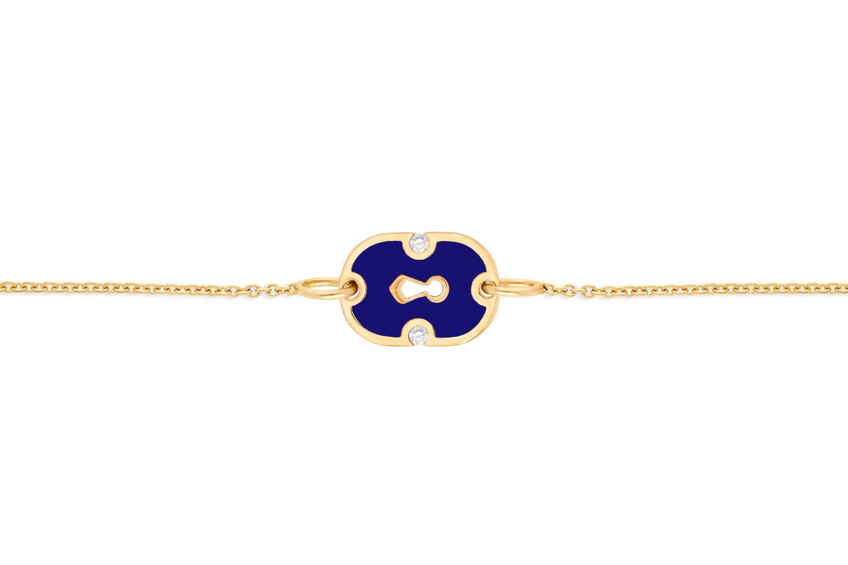 Unlock Arizona Blå 18K Guld & Keramisk Armbånd m. Diamanter