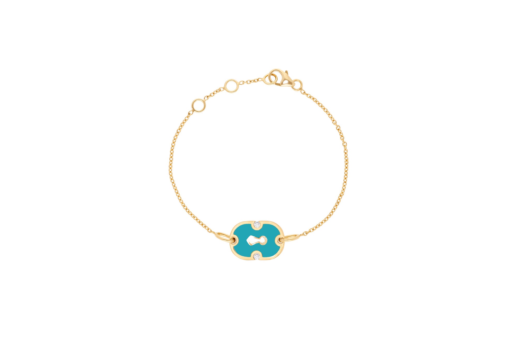 Unlock Cyan 18K Gold & Ceramic Bracelet w. Diamonds