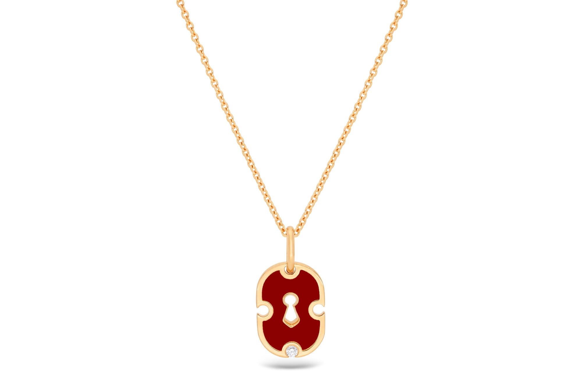 Unlock Red 18K Gold & Ceramic Necklace w. Diamond