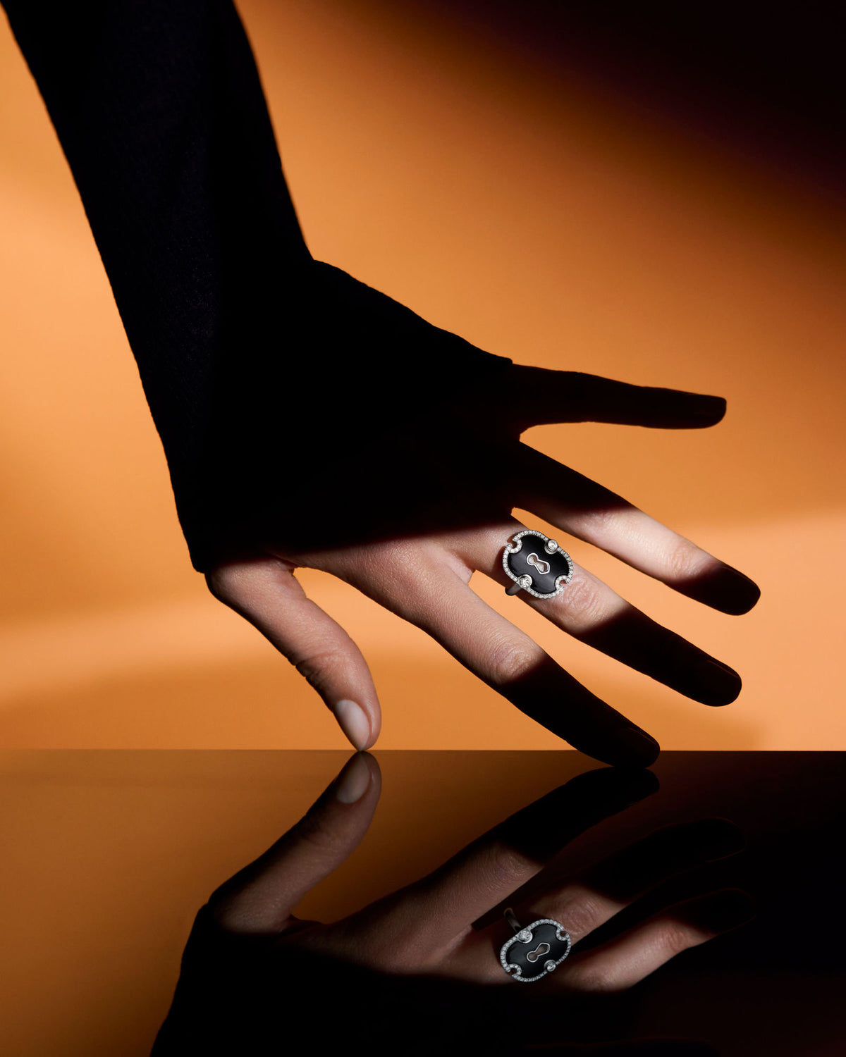 Unlock Onyx 18K Guld Ringe m. Diamant & Onyx