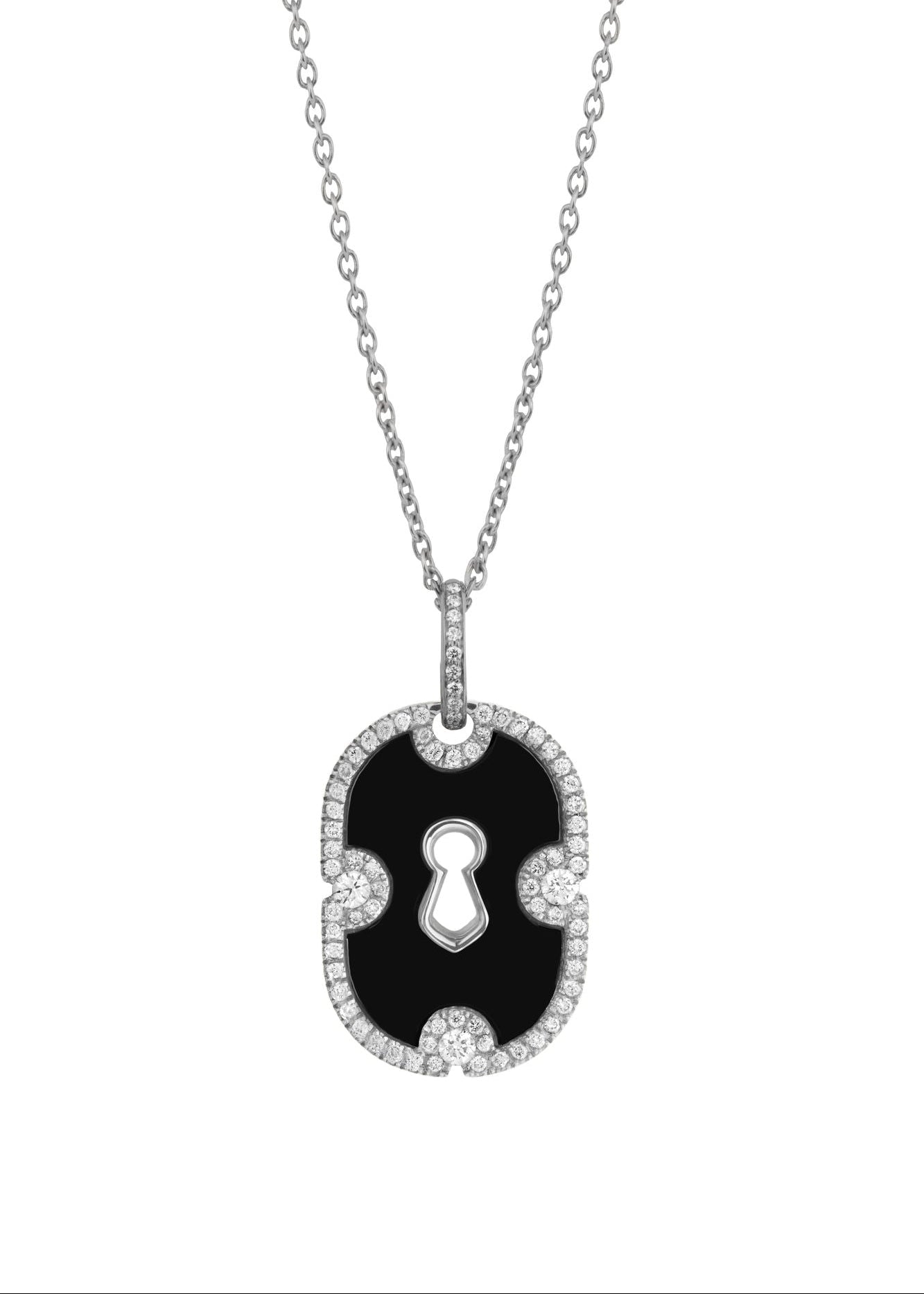 Unlock Onyx 18K Gold Necklace w. Diamond & Onyx