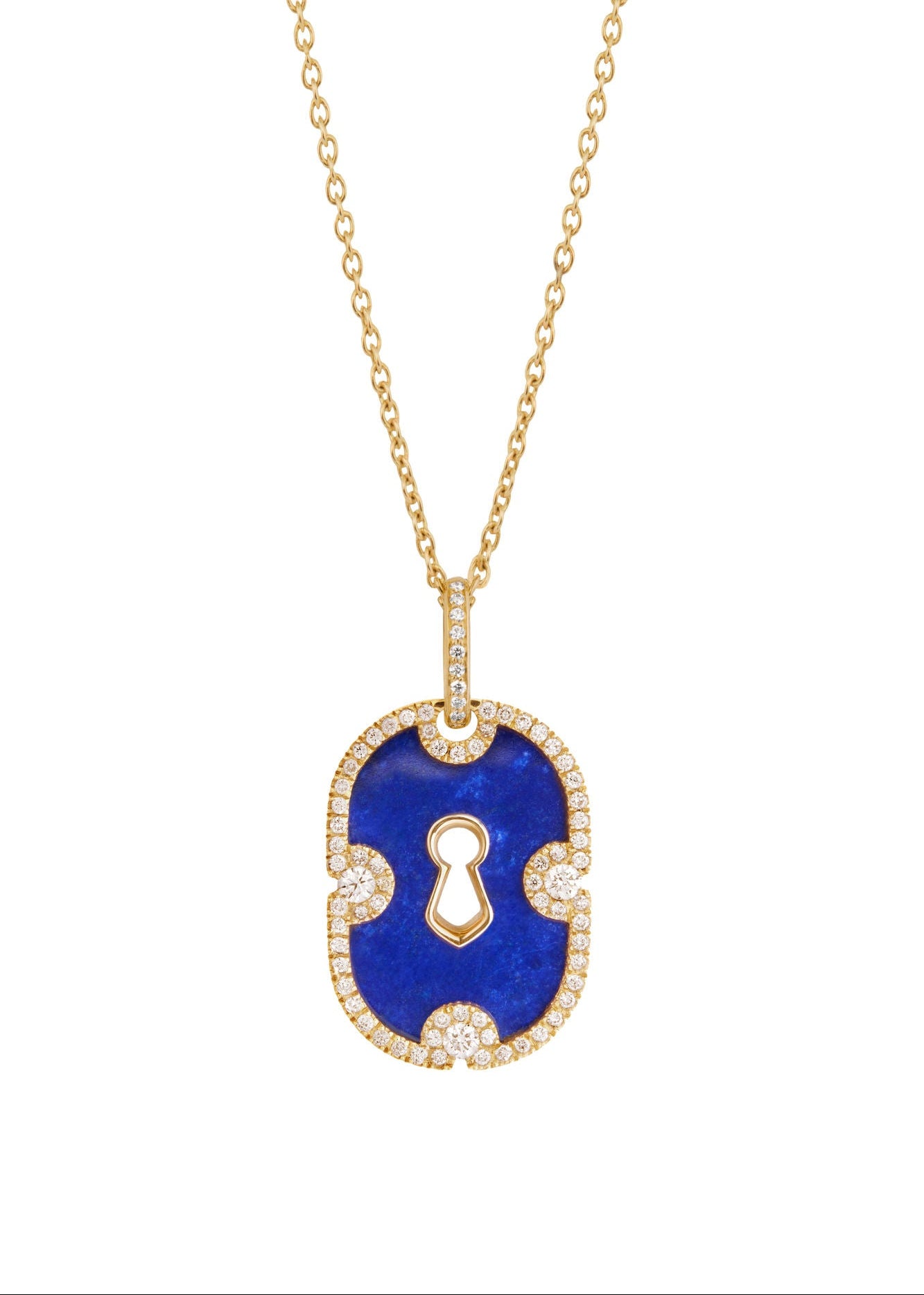 Unlock Lapis Lazuli 18K Gold Necklace w. Diamond