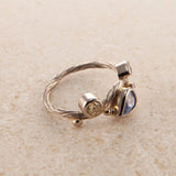 Seafire Hvid 18K & 22K Hvidguld Ring m. Safir & Diamant