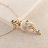 Memento Mori 18K & 22K Gold Necklace w. Emeralds & Sapphires