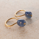 18K Guld Øreringe m. Safir