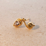 Seafire 18K & 22K Gold Earring w. Morganite & Diamonds