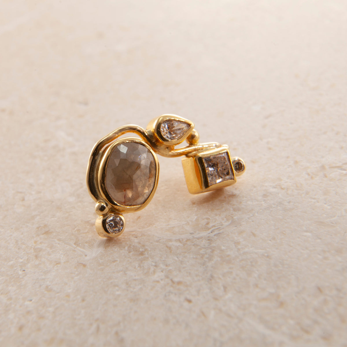 Seafire 18K & 22K Guld Ørering m. Diamanter