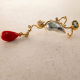 Filuka 18K & 22K Gold Earring w. Pearl & Diamond